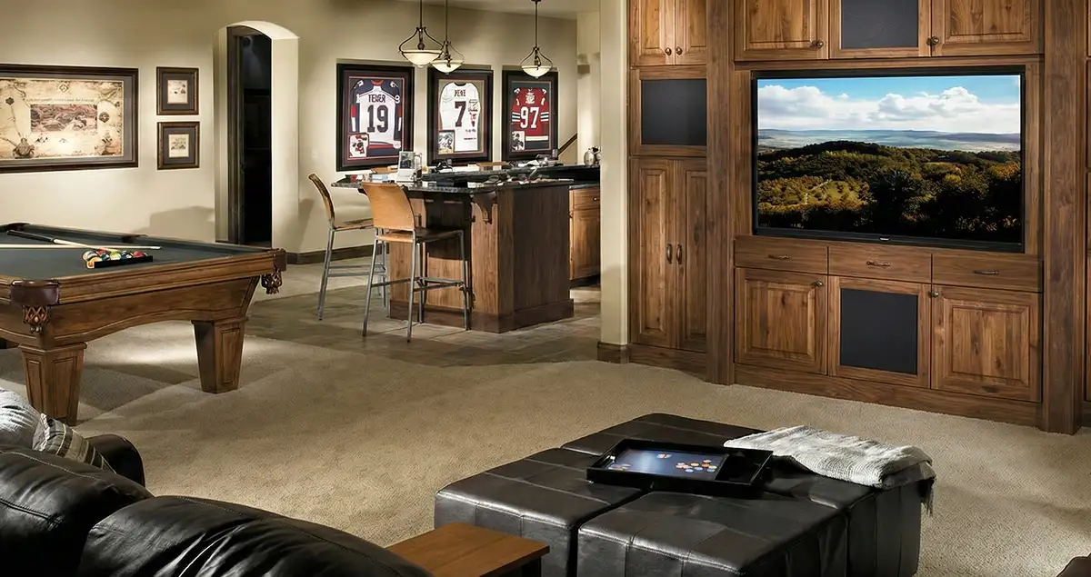 finished basement remodeling project transforming a basement into a comfortable living space in Richmond, VA