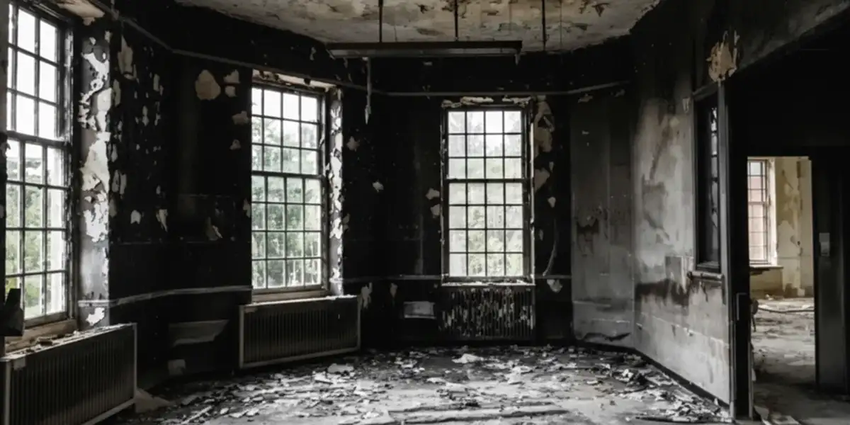 fire damage repair addressing severe interior damage and smoke residue inside a burned home in Richmond, VA