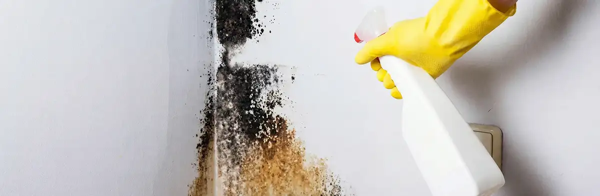 visible mold growth on an interior wall being treated during mold removal service in Richmond, VA