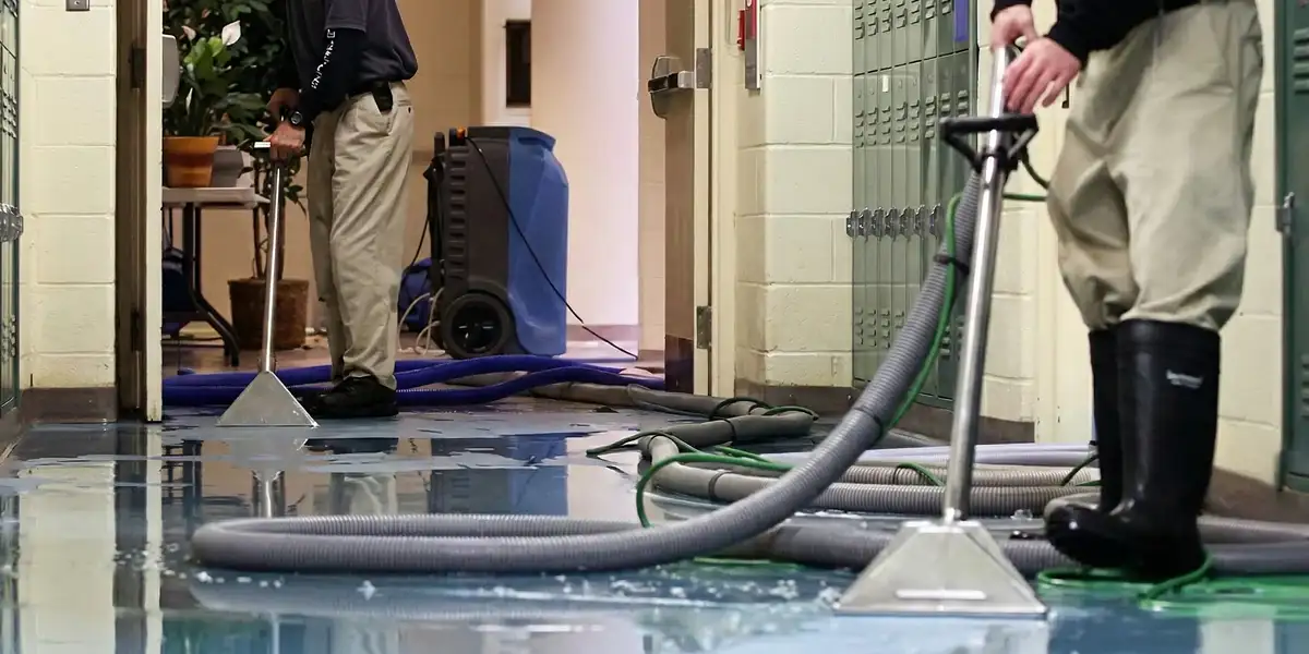 water damage restoration technicians performing professional water extraction inside a property in Richmond, VA
